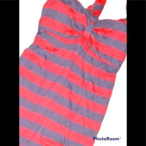 Large Tube dress striped pink & grey
